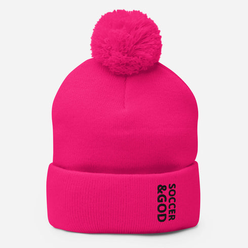 Soccer &God Onyx Pom-Pom Beanie